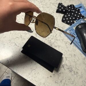 CHANEL Gold-Tinted Sunglasses